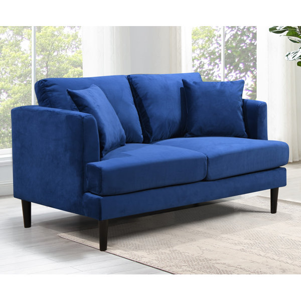 Navy blue velvet 2 seater deals sofa